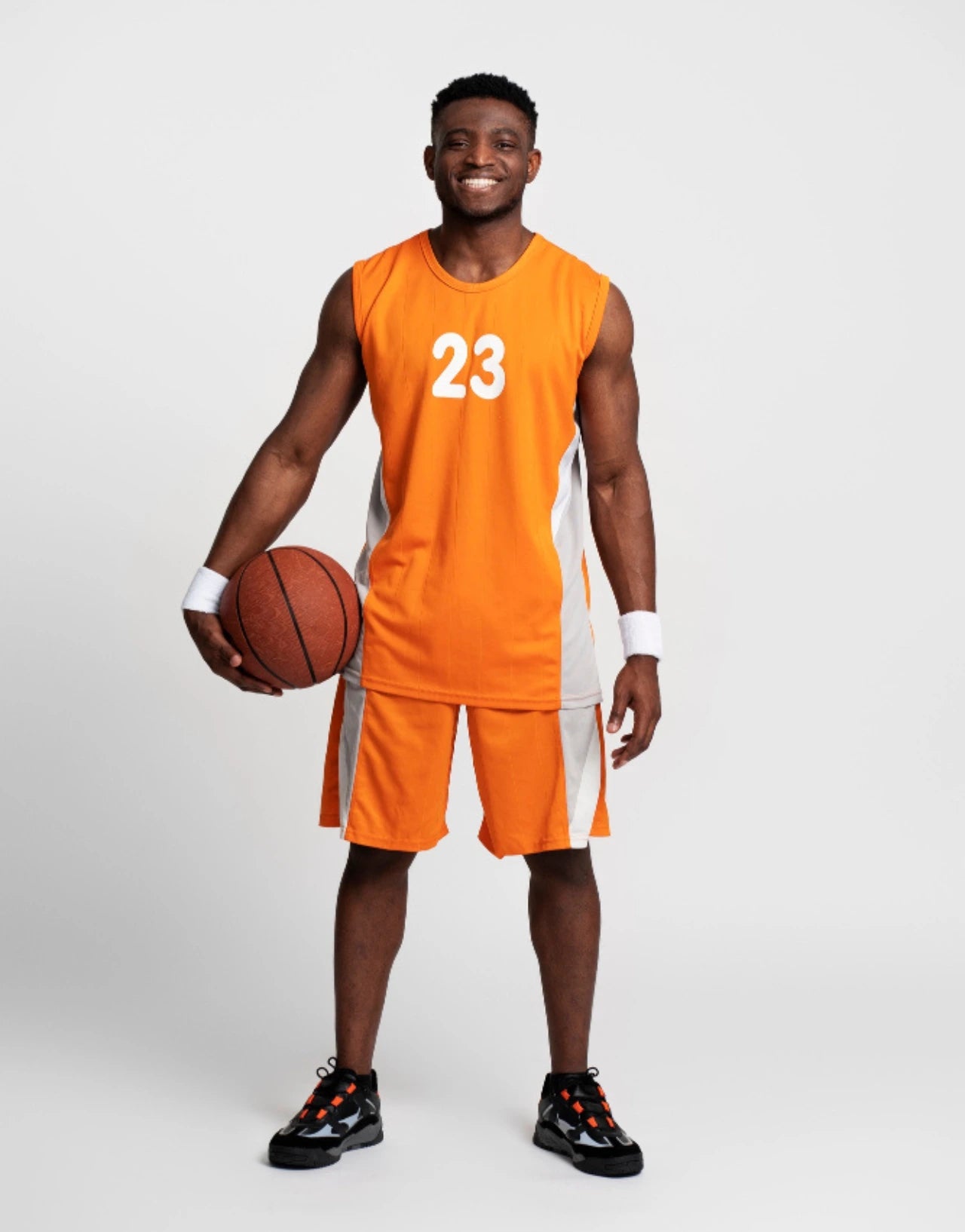 A male model wearing orange colour screen print jersey - TxTPrint Texas